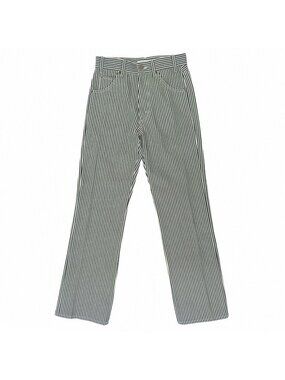 Celine Cotton 100% Leather Patch Hickory Pants White Navy 25